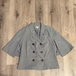 Worthington Gray Double-Breasted Poncho Blazer